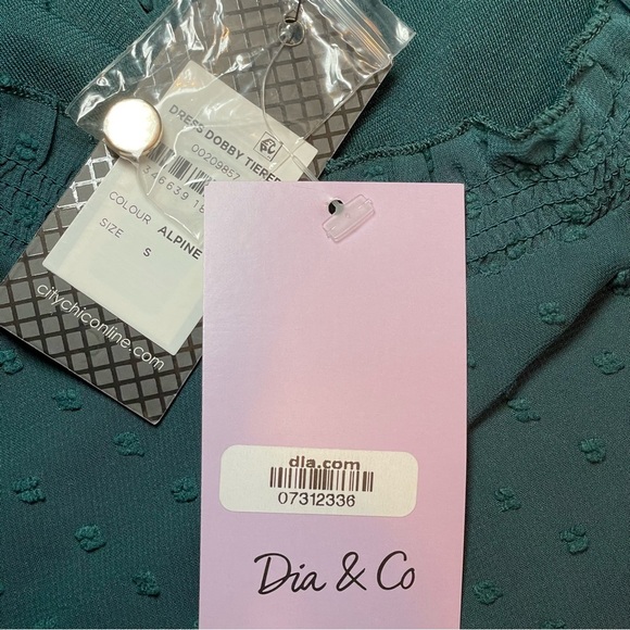 NWT City Chic Womens Size S 16 Dobby Tiered Dress Alpine Teal Romantic Flowy - Picture 10 of 16